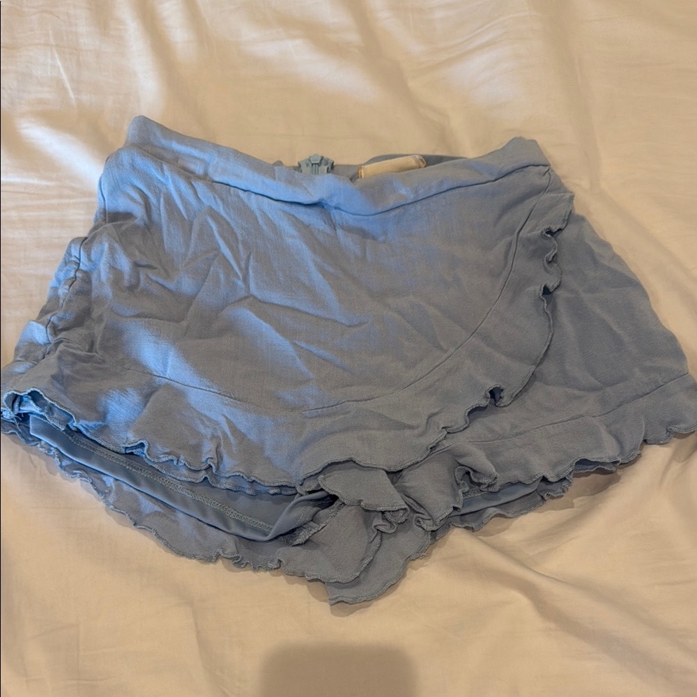 Light Blue Ruffle Hem Women's Skirt
